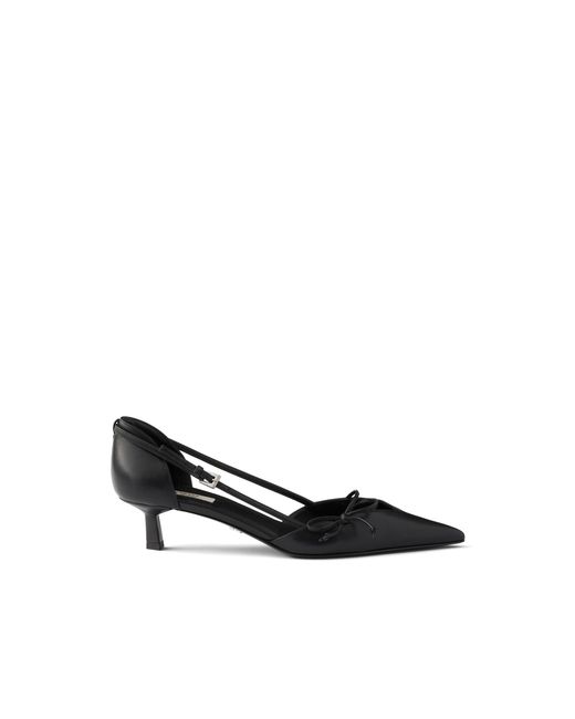Prada Black Open-Side Leather Pumps, Size 35