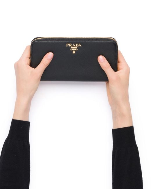 Prada Black Large Saffiano Leather Wallet