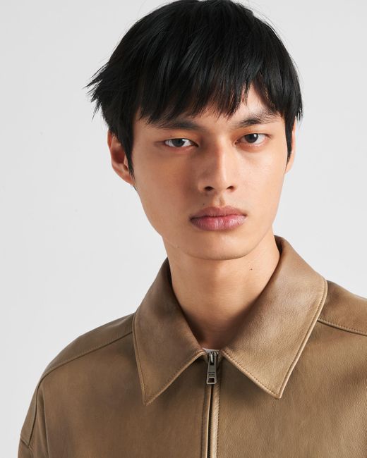 Prada Natural Short-sleeve Nappa Leather Shirt for men