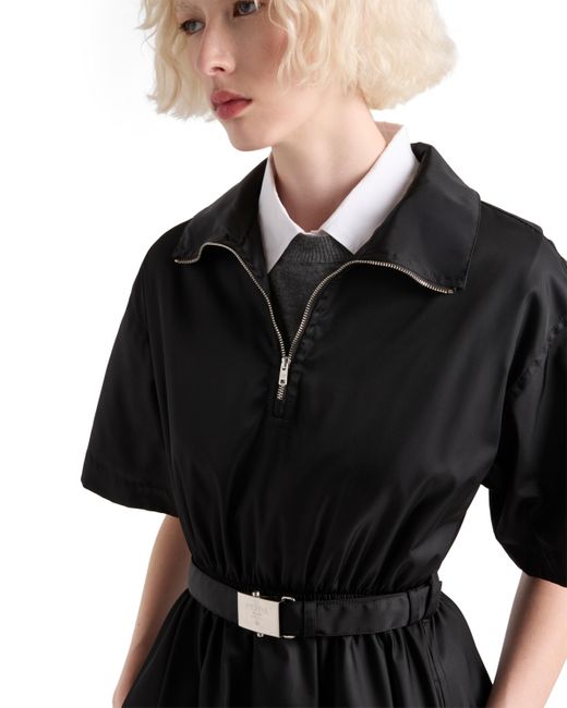Vestido Midi De Re-Nylon Con Mangas Cortas, Mujer, Talla Prada de color Black