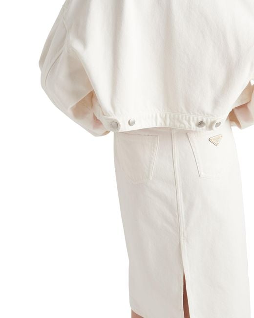 Prada White Denim Blouson Jacket