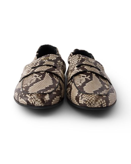 Prada White Shuffle Printed Ayers Leather Loafers