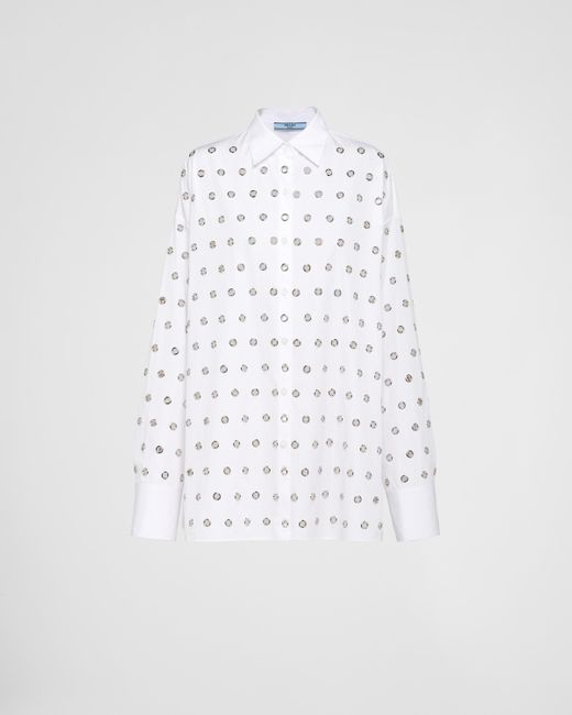 Prada White Printed Poplin Shirt