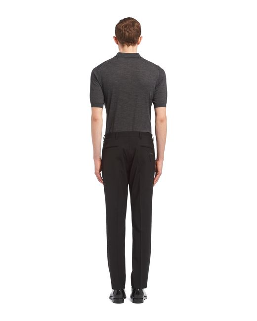 Prada Blue Light Stretch Wool Pants for men