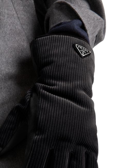 Prada Handschuhe Aus Cord, Herren, Größe 8 in Black für Herren