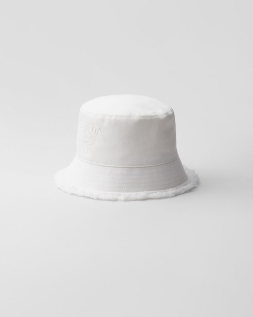 Prada White Drill Bucket Hat