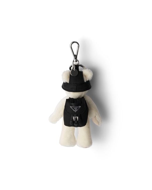 Prada White Teddy Keychain Charm