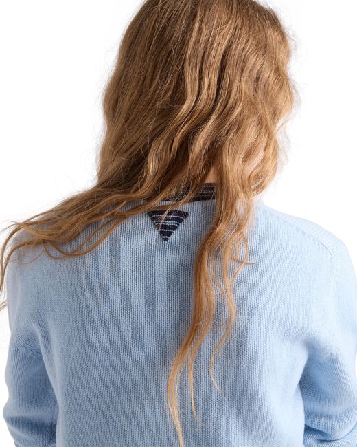 Prada Blue Cashmere Crew-Neck Sweater, Sapphire