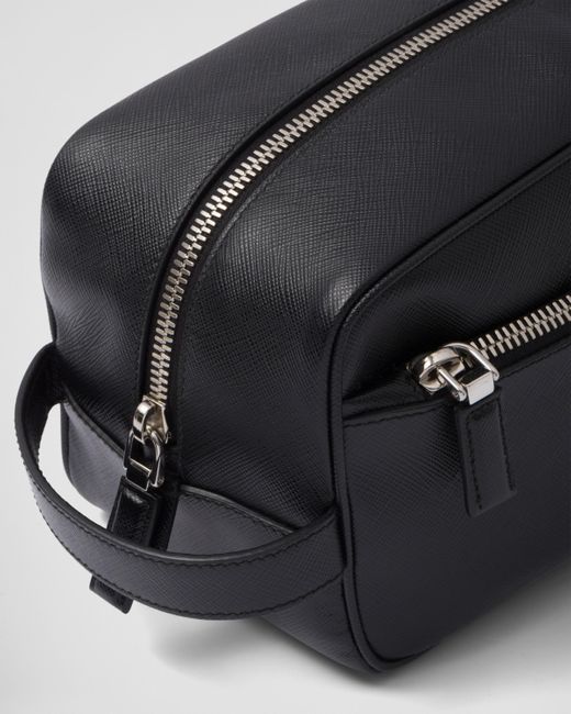 Prada Black Saffiano Leather Travel Pouch for men