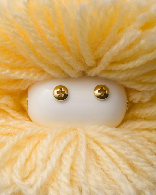 Prada White Soft Robot Knit Keychain Charm