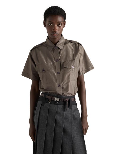 Prada Gray Short-Sleeved Taffeta Shirt