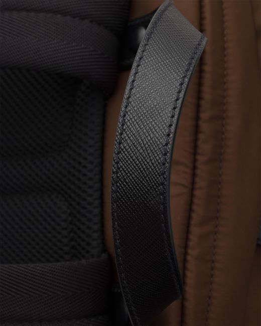 Prada Brown Re-Nylon And Saffiano Leather Backpack for men