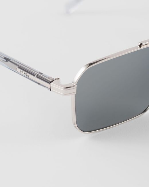 Prada Gray Sunglasses With Logo for men
