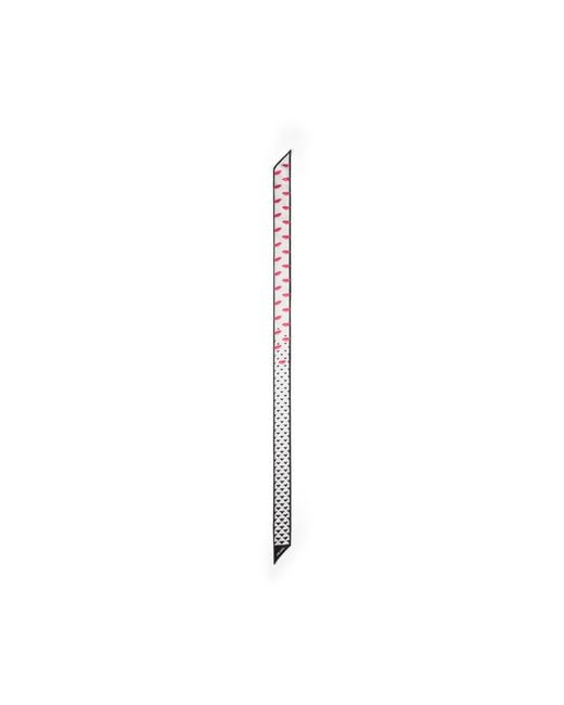 Prada White Printed Silk Twill Skinny Scarf