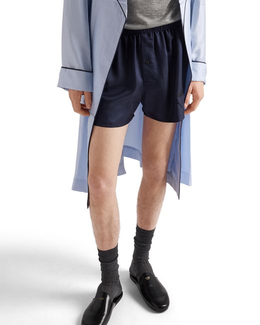 Prada Blue Silk Boxer Shorts for men