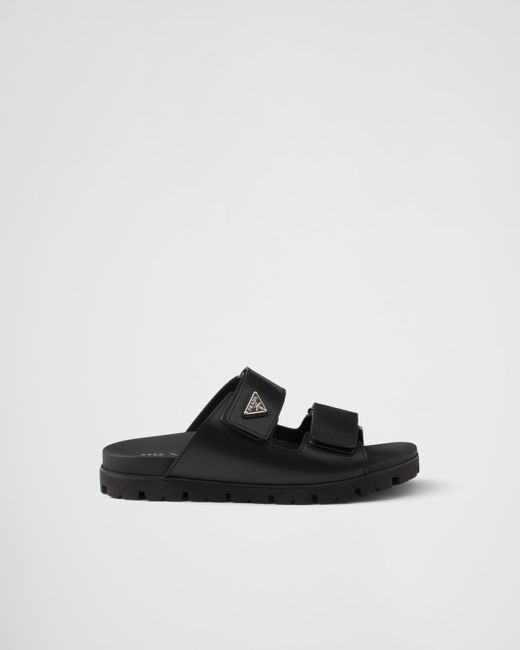 Prada Black Leather Strap Sandals for men