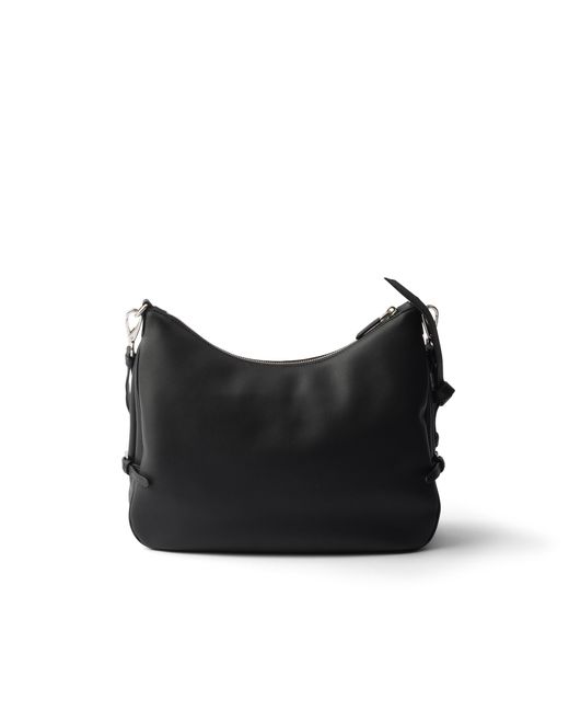 Prada Black Fold Large Leather Shoulder Bag