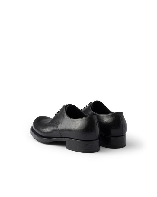 Prada Black Antiqued Leather Lace-Up Shoes for men