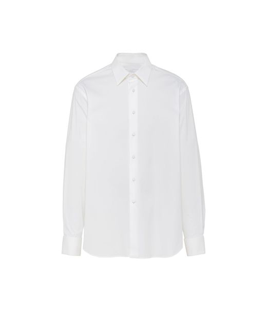 Prada White Cotton Stretch Shirt for men