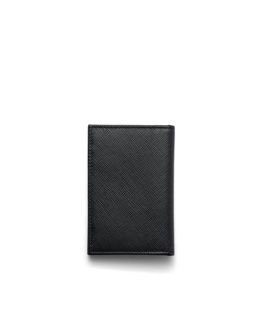 Prada Black Logo-Plaque Leather Bifold Wallet for men