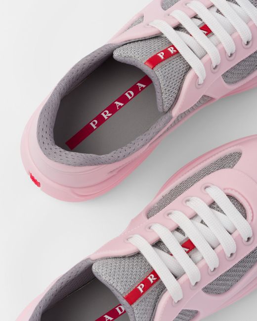 Prada America's Cup Soft Rubber And Bike Fabric Sneakers in Pink | Lyst