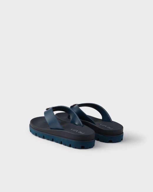 Prada Blue Rubber Thong Sandals for men