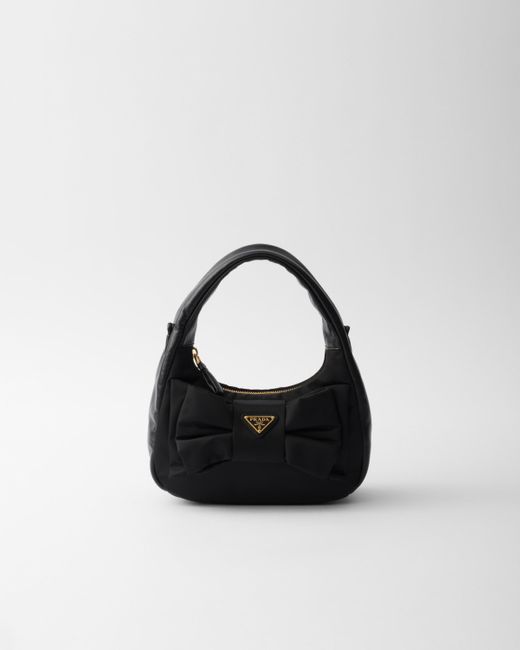 Mini Sac En Re-Nylon Et Cuir Nappa Avec Nœud Prada en coloris Black