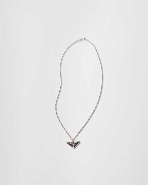 Collana Con Pendente di Prada in White da Uomo