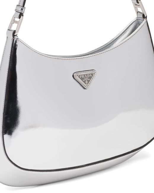 Prada White Cleo Brushed Leather Shoulder Bag