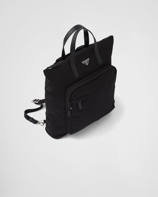 Prada Black Re-nylon And Saffiano Leather Tote Bag for men