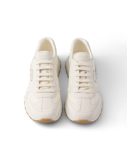 Sneakers Prax En Daim Et Re-Nylon, Homme, Taille Prada pour homme en coloris White