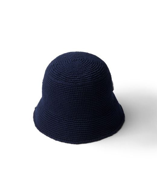 Prada Blue Crochet Bucket Hat for men