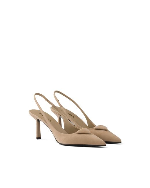 Prada White Suede Slingback Pumps