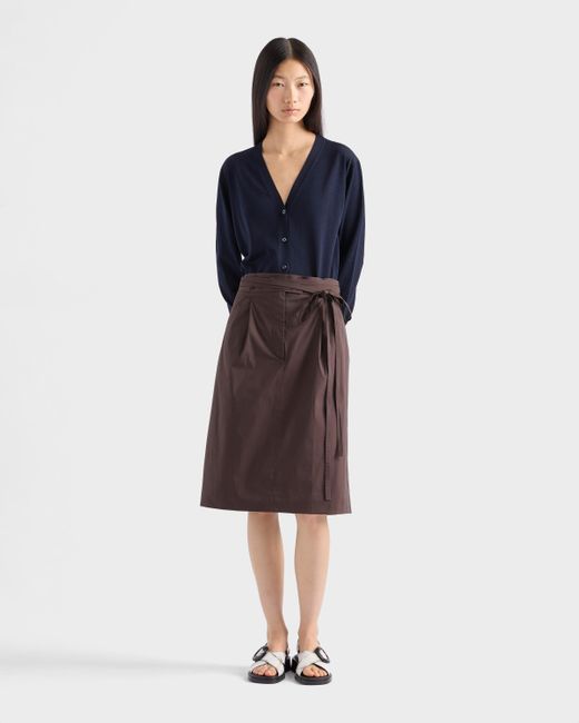 スカート PRADA Dark Brown Cotton Reversible Skirt Prada Poplin Wrap Skirt in Brown | Lyst