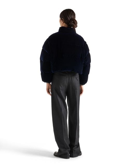Chaqueta De Plumón Y Terciopelo, Mujer, Talla Prada de color Black