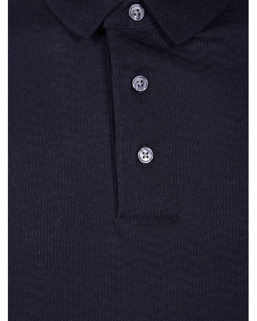 Polo Con Texture Chevron di Emporio Armani in Blue da Uomo