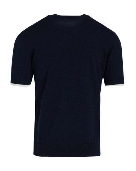 Maglia Girocollo Orli A Contrasto di Paolo Pecora in Blue da Uomo