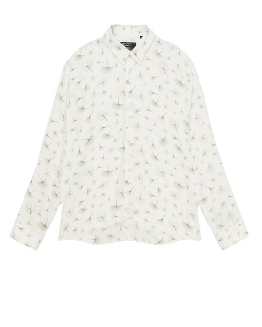 Camicia Bianca Stampa Micro Floreale di Patrizia Pepe in White da Uomo