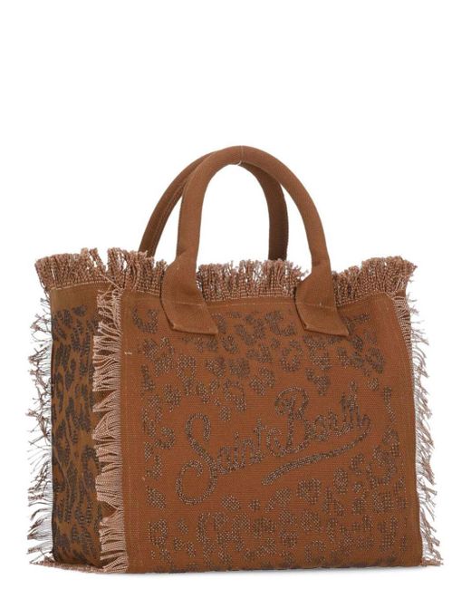 Borsa Vanity Bruciata Con Fantasia Leopardata E Strass di Mc2 Saint Barth in Brown