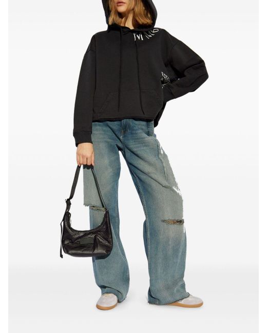 Felpa Nera Stampa Logo di MM6 by Maison Martin Margiela in Black