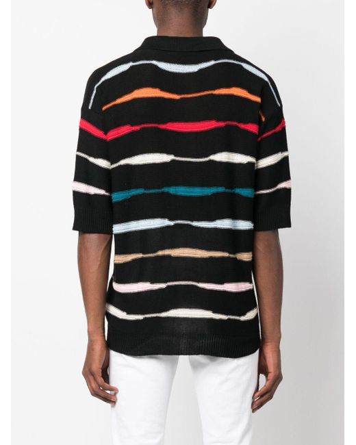 Polo Nera Righe Orizzontali di Barrow in Black da Uomo