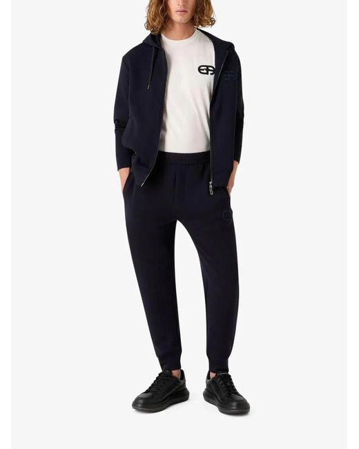 T-Shirt Bianca Con Logo Ricamato E Collo A Giro di Emporio Armani in White da Uomo