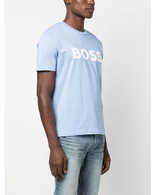 T-Shirt Logo Stampa di Boss in Blue da Uomo