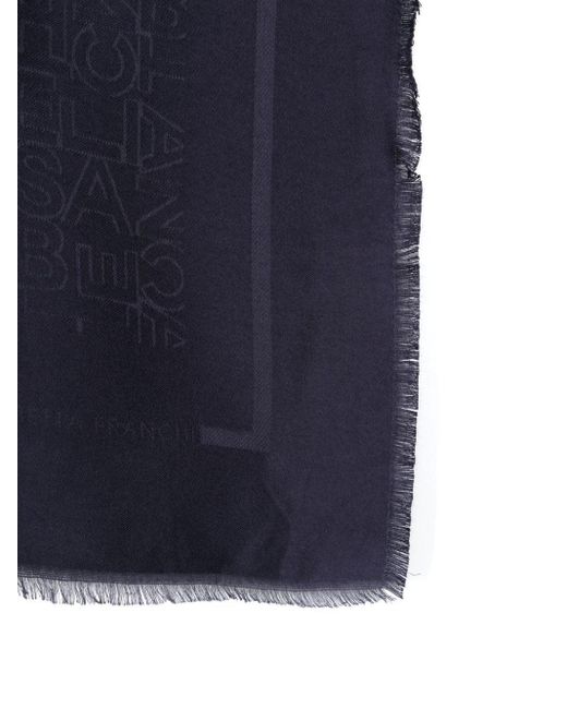 Pashmina Quadrata Blu Logo All-Over di Elisabetta Franchi in Blue