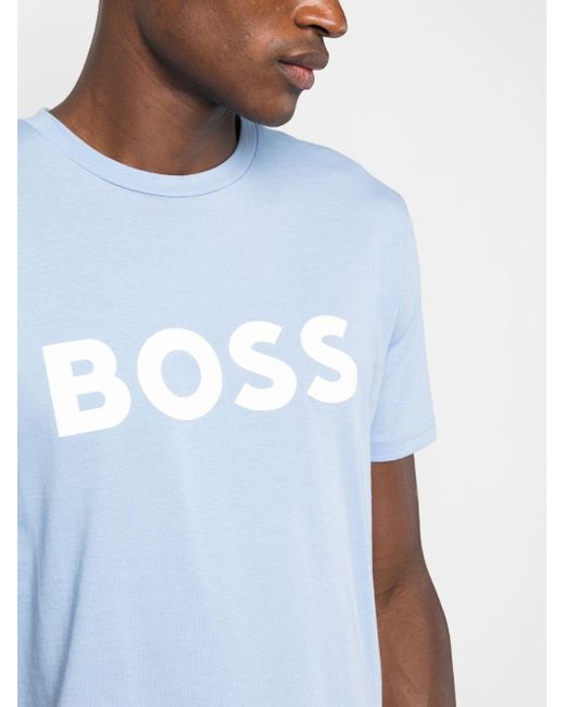 T-Shirt Logo Stampa di Boss in Blue da Uomo