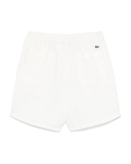 Bermuda Tesutizzato Mini Logo Ricamo di Lacoste in White da Uomo