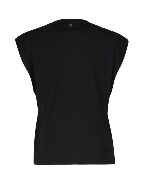 T-Shirt Nera Maniche Ad Aletta di Dondup in Black