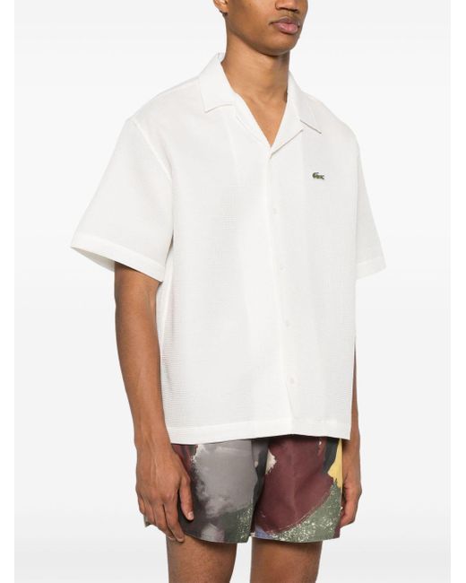 Camicia Oversize Mini Logo Petto di Lacoste in White da Uomo