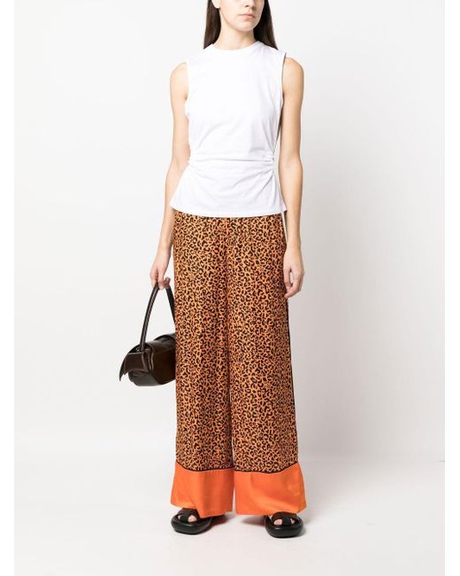 Pantalone A Gamba Ampia Maculato Arancione di Karl Lagerfeld in Orange