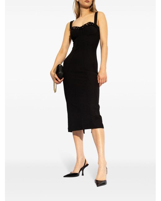 Abito Midi Scollo Fibbie E Occhielli di Versace Jeans in Black